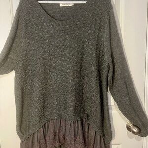 2 Womens gray sweaters with lace